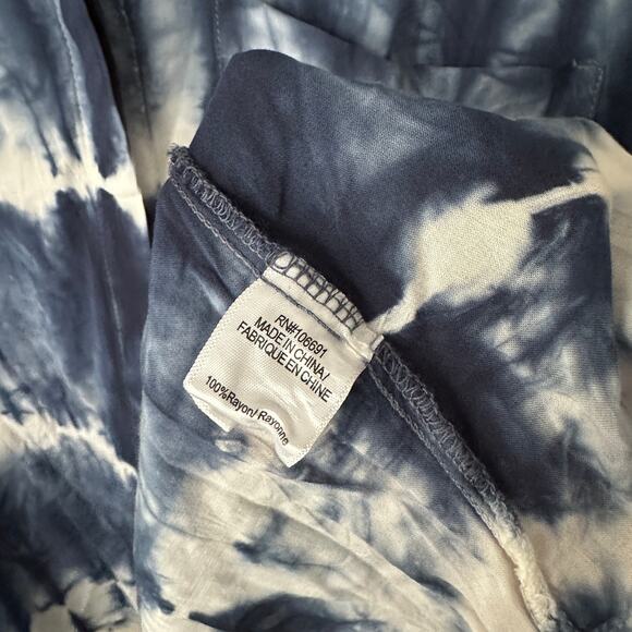 Young Fabulous & Broke Tie Dye Button Down Top XS Blue - Picture 5 of 6